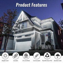 Cool White 16-Mode LED Strip Light, Outdoor Waterproof Connectable Lighting