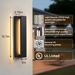 Jokaonotl 15.7 In Modern Outdoor Wall Light Fixtures 3000K Led Exterior