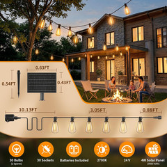 Hotsonic Solar Outdoor String Lights Waterproof, 100FT Remote Control LED Outsid