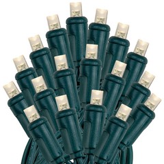 100 Light LED Christmas Mini Light Set, Patio Light, Warm White, Green Wire, 50’