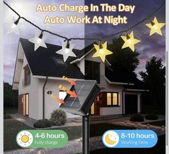 Twinkle Solar Star String Lights Outdoor Waterproof