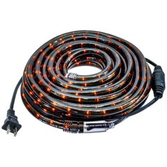 Orange LED Rope Light – Halloween Edition with Black PVC – 120 Volt – 33 Feet