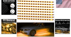 8pcs 30cm Amber LED Strip Lights for Cars, Buses & Motorcycles – Waterproof