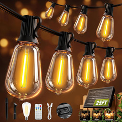 100FT Solar String Lights Outdoor Waterproof with Remote & Timer, LED Shatterpro