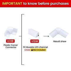 8Pack White Plastic Corner Connector for V1SW LED Channel LC08