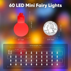 Globe String Lights Battery Operated – 21 Feet 60 Led Twinkle Fairy Lights, 8…