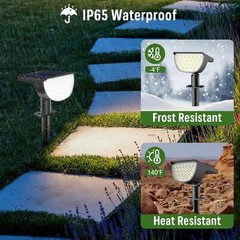 Solar Lights Outdoor Waterproof IP65, 76 LED 3 Lighting Modes Solar Spot Ligh…