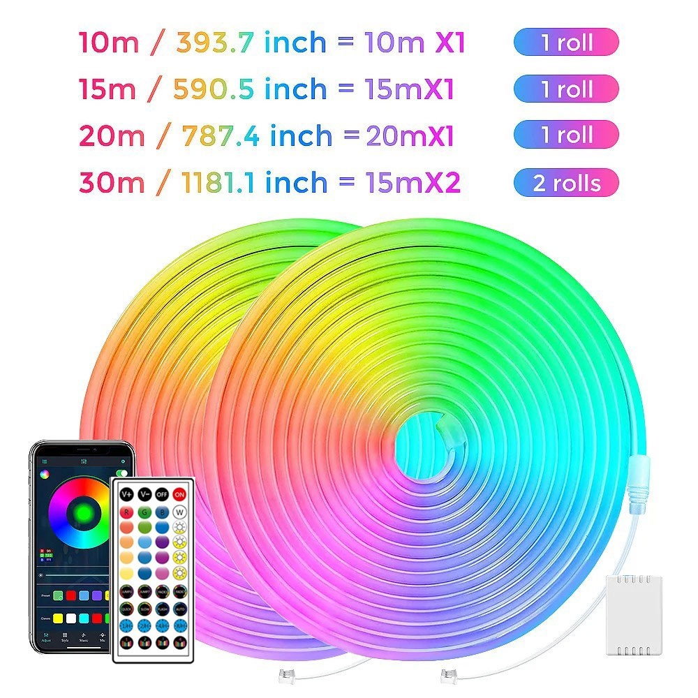 NEW 5M/10M/20M LED Neon RGB strip stripe flex tube strip light outdoor lighting