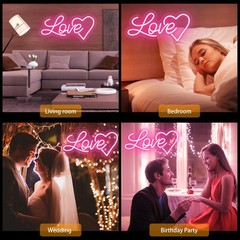 Love Heart neon Sign – 10 Levels Dimmable USB neon Lights for Wall, Kids Bedr…