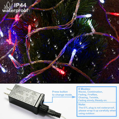 4th of July Decorations-200Led 66Ft Red White Blue String Lights 8Mode Plug | In