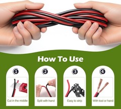 18 AWG 40FT Red & Black PVC Electrical Wire for LED Lighting & Low-Voltage Use
