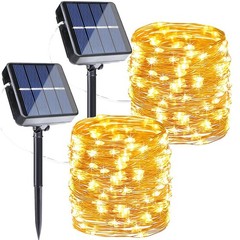 Joomer Solar Fairy Lights 2 Pack Total 80FT 240LED Lights Warm White Copper Wire