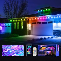 TJOY 100ft Permanent Outdoor Lights IP67 Smart RGB+IC Eaves LED Lights with App