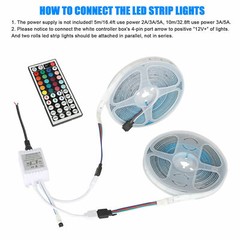 32FT Flexible 3528 RGB LED SMD Strip Light Remote Fairy Lights Room TV Party US