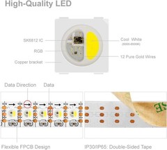 1m BTF SK6812 RGBW 4in1 5V LED Strip 144leds/m Individual Pixel IC Addressable