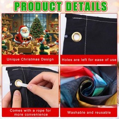 Tingjoo 7 x 16 ft Christmas Garage Door Cover Banner 7 x 16 ft, red