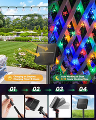 60 LED Flower Solar String Lights Outdoor Waterproof Fairy Lights for Garden Yar