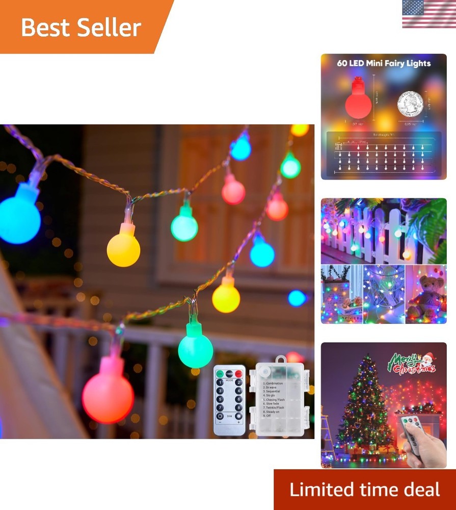 Globe String Lights Battery Operated – 21 Feet 60 Led Twinkle Fairy Lights, 8…