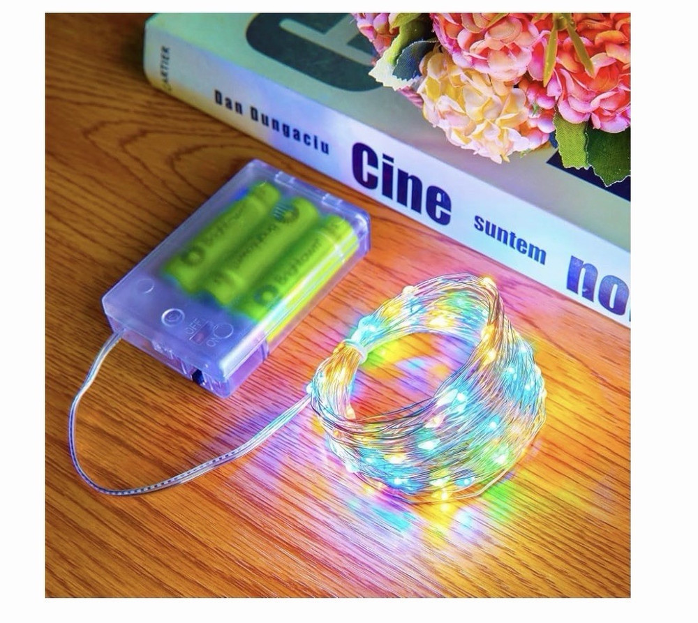 Battery Powered Multicolor LED Copper Wire Rope String Lights w/ Switch Indoor