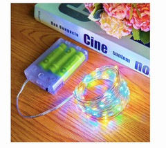 Battery Powered Multicolor LED Copper Wire Rope String Lights w/ Switch Indoor