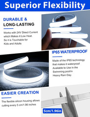 COB LED Strip Lights, 16.4Ft White Dimmable Self-Adhesive Led Rope Light with Re