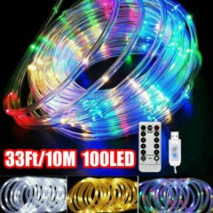 33ft 100 LED Strip Rope Light Tube String Outdoor Garden Party Decoration Lights