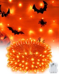 Halloween String Lights Battery Operated, Orange Lights with Timer Waterproof 16