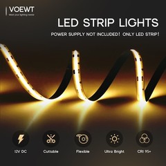 VOEWT COB LED Strip Lights Daylight White 16.4ft 12V,