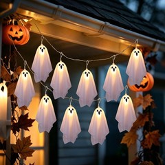 9FT Battery Powered Halloween Decoration Ghost Garland Lights Banner Party Decor