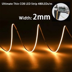 5V 12V 24V 2mm 3mm 4mm Ultra Slim COB LED Strip Lights DIY mini Figure 480LED/m