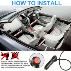 4X12 48 LEDs Car Interior Atmosphere Neon RGB Lights Strip APP Control Bluetooth
