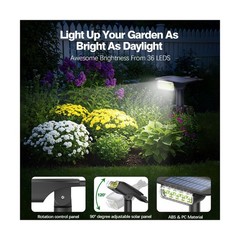 2025 Upgraded Solar Lights Outdoor Waterproof IP68, 36 LEDs 3 Light… Fast Ship