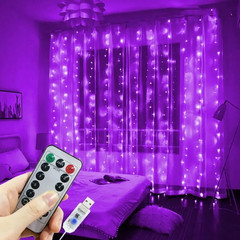 USB LED Curtain String Lights with Remote Control – 100 LED Fairy Lights