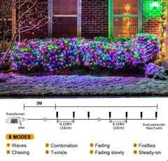 Multicolor Christmas String Lights 200 LED Waterproof 8 Mode Xmas Lights Decor