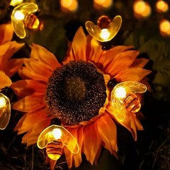 50 LED Solar Powered Bee String Lights Outdoor Yard Garden Decor Waterproof Lamp