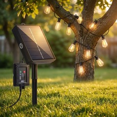 60FT Patio Waterproof Solar Outdoor String Lights Remote Control 16 ST38 Bulbs