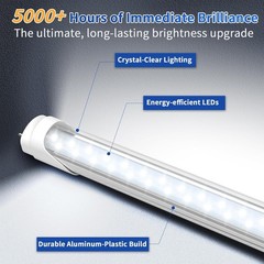 Energy-Saving T8 4FT LED Bulbs 24W, 3200 Lumens, Hassle-Free Installation 4Pack