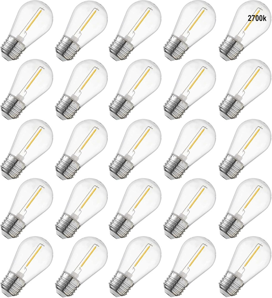 S14 Led Bulbs for Outdoor String Lights,Shatterproof Waterproof Clear Plastic Ca