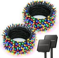2 Pack Solar String Lights Outdoor Waterproof, 80 FT 200 LED Solar Powered Chris