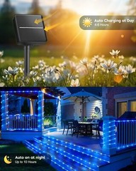 Solar Rope Lights Outdoor Waterproof LED PVC Tube Blue Fairy String Light Garden