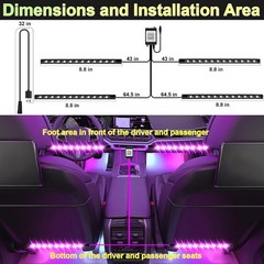 5V LED Strip Lights for Cars with USB Adapter, Car Interior LED Lights,