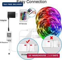 DAYBETTER Led Strip Lights 100 ft Smart with App Remote Control, 5050 RGB for Be