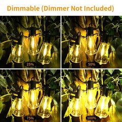 Outdoor String Lights 50 FT, Patio Bulbs with 27 LED Plastic Edison ST38 Bulb…