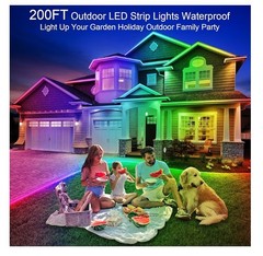 200ft Outdoor RGB LED Strip Lights Waterproof IP68 Music Sync App & Remote