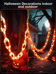 10.5 Ft Halloween Chain String Lights 175 LED Orange Plastic Indoor Outdoor D…