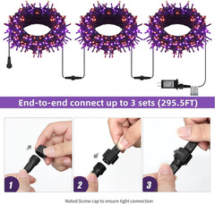 300 LED Halloween String Lights, 98.5FT with 8 Modes, Waterproof, Plug in for In