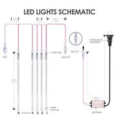 30cm 192 LED Meteor Shower Lights 8 Tubes Falling Rain Icicle Xmas Party Outdoor