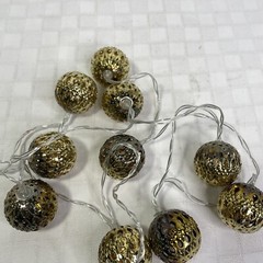 Globe String Lights Battery Operated Gold Plastic Ball Fairy Lights Warm White
