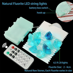 Natural Fluorite String Lights Battery Operated with Remote Timer | Sea Glass Ra