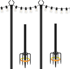 4 Pack 10 Ft Heavy Duty Metal String Light Poles Adjustable Outdoor Lighting Sta
